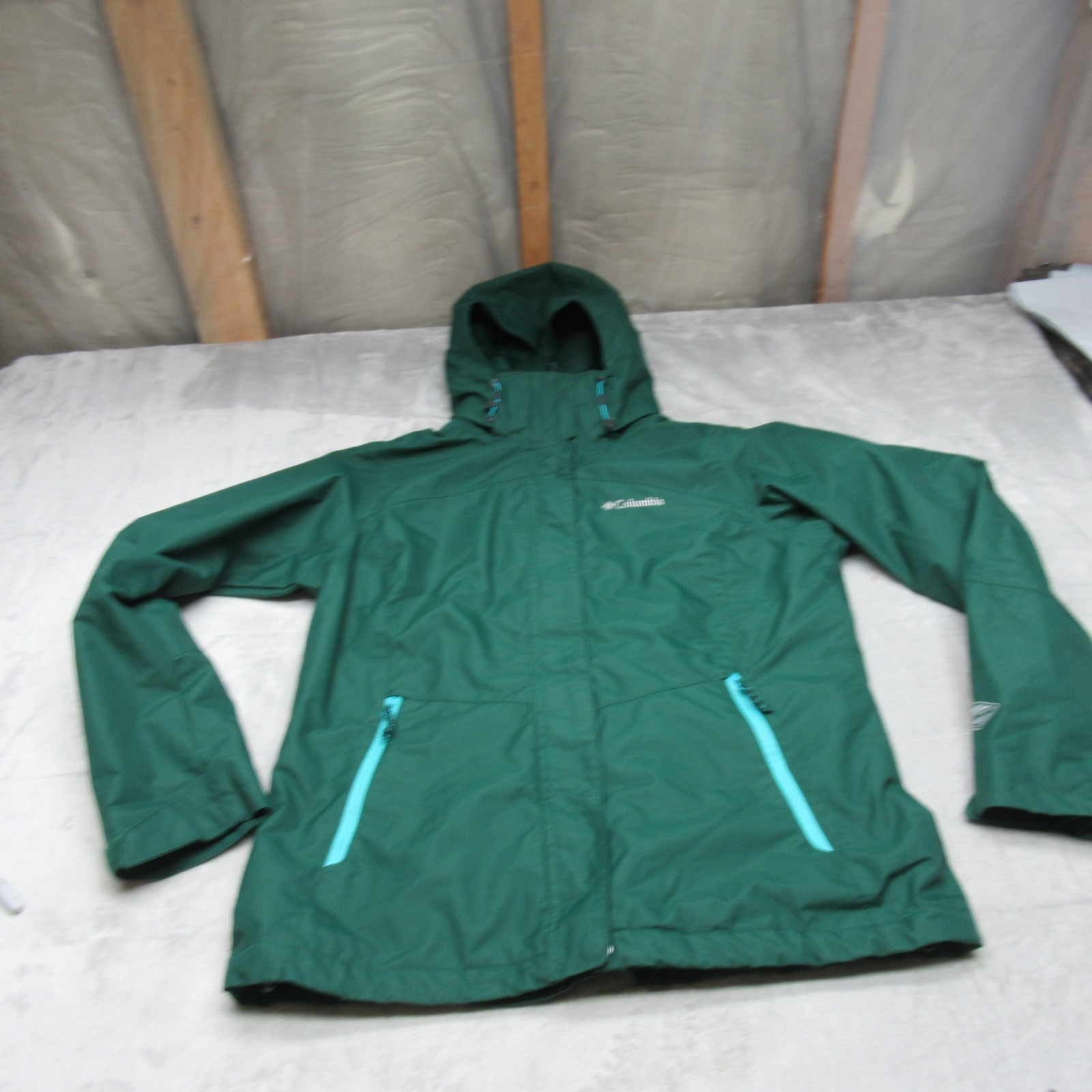 Columbia Jacket Womens Medium Green Omni-Heat Waterproof Hooded 3in1 Shell